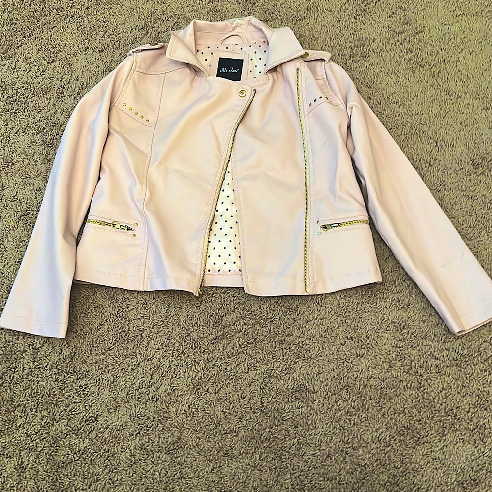 Kids pink leather jacket